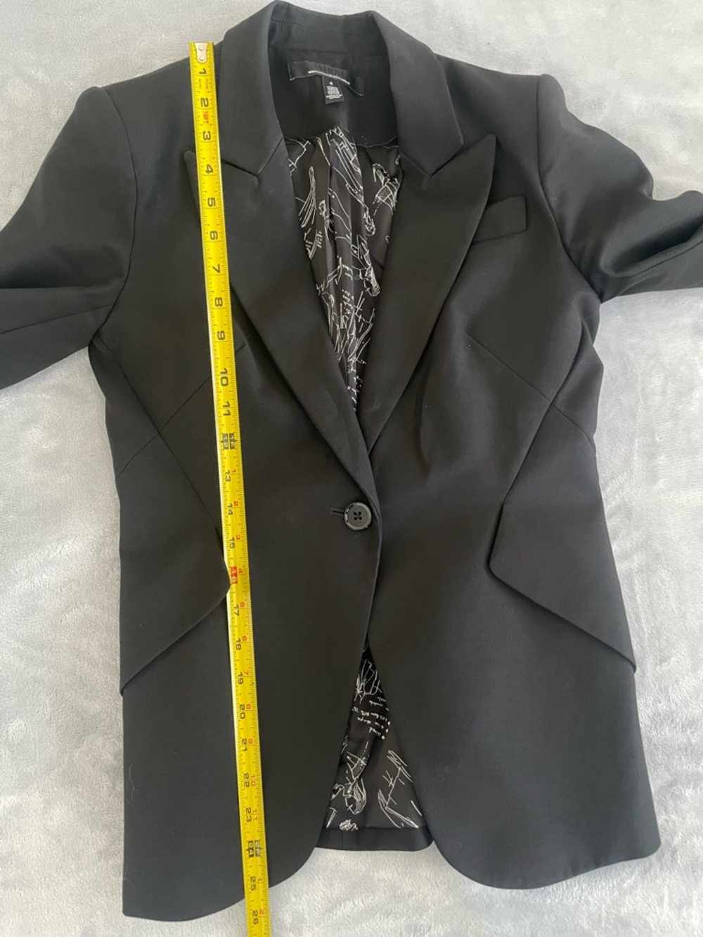 WHBM Editor Black Blazer Structured One-Button Size 0 - Picture 7 of 11